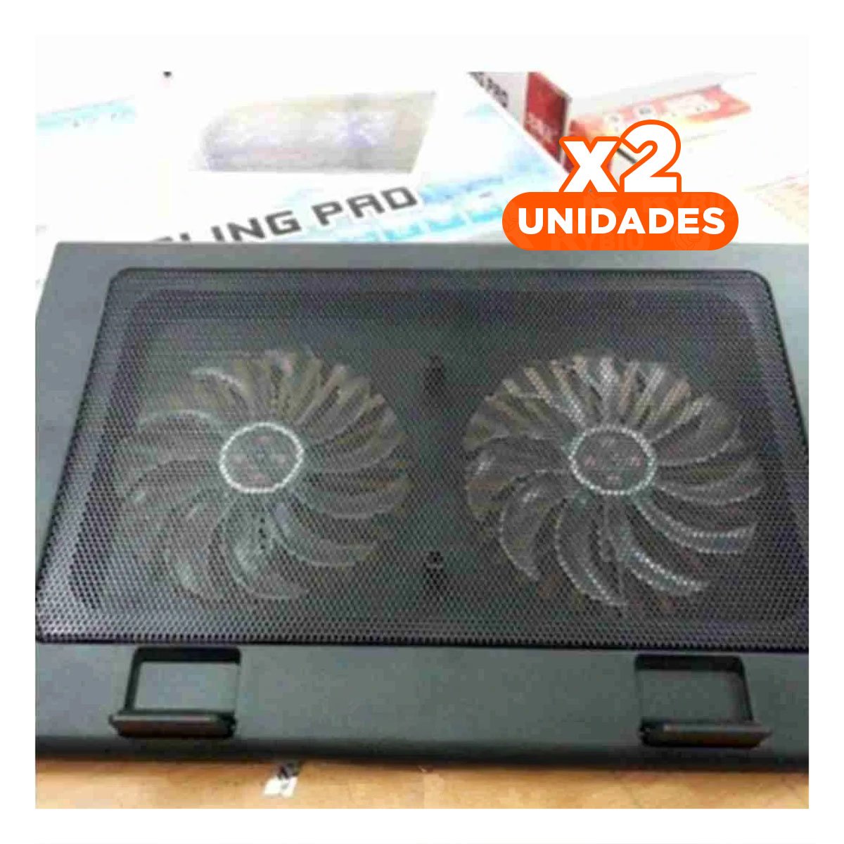 PACK2 BASE ENFRIADORA PARA LAPTOP A8 NEGRO CON ESTRUCTURA COMPACTA Y+REGALO STICKER - 1