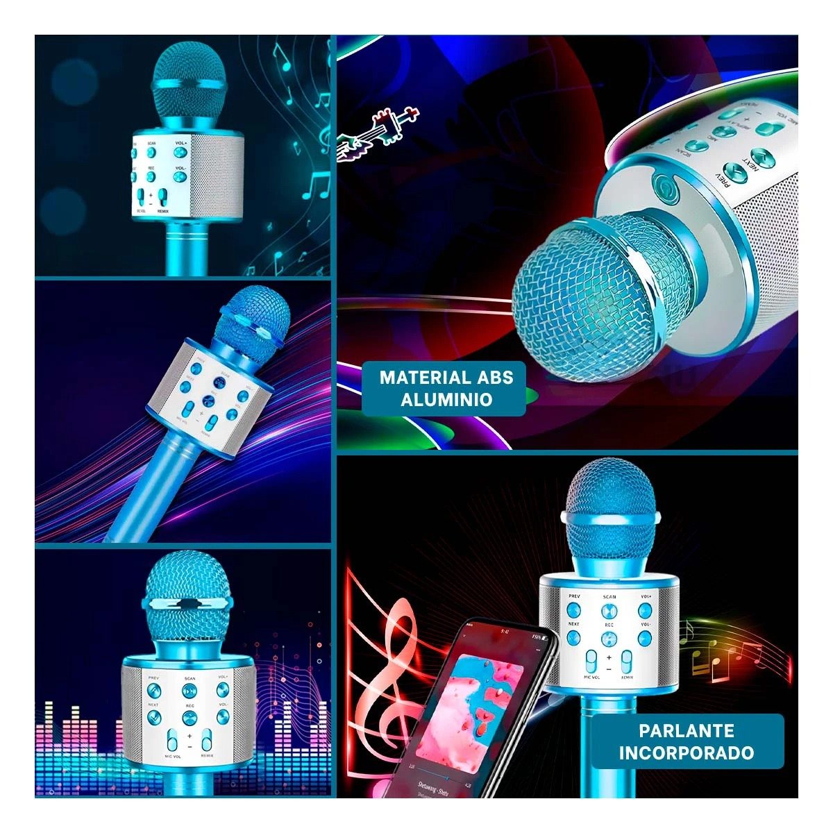 PACK4 ACCESORIO BLUETOOTH AZUL CON FUNCION MUSICAL PARA REUNIONES Y+REGALO STICKER - 2