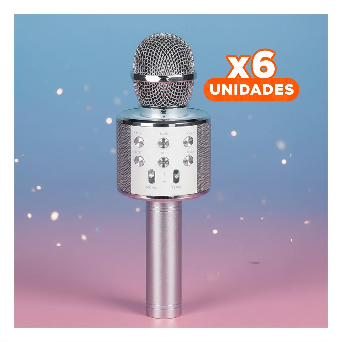 PACK6 TRANSMISOR VOCAL INALAMBRICO PLOMO CON DISENO LIGERO Y AUDIO POTENTE Y+PAPEL REGALO - 1