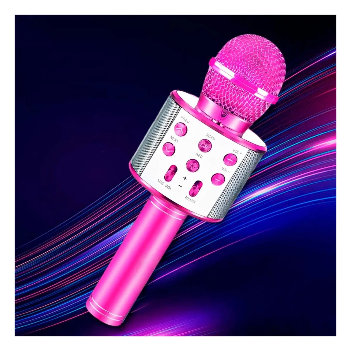 PACK6 KARAOKE MICROFONO BLUETOOTH FUCSIA ROSA CON SONIDO CLARO PARA MUSICA - 5