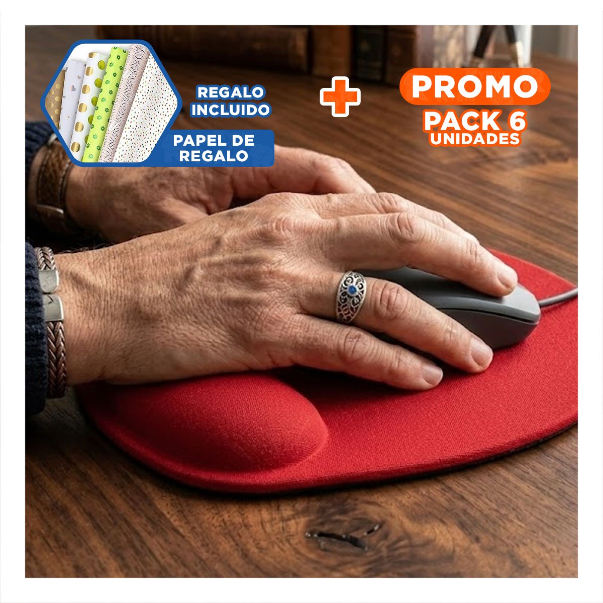 PACK6 BASE GEL MINI ROJA CON SUPERFICIE ANTIDESLIZANTE Y COMODO DISENO Y+PAPEL REGALO - 1