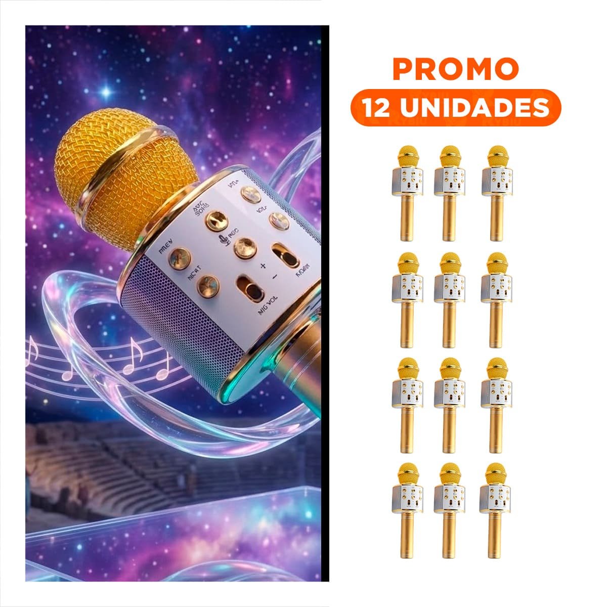 PACK12 DISPOSITIVO PORTATIL DORADO CON MICROFONO DIRECCIONAL Y CONECTIVIDAD BLUETOOTH - 1