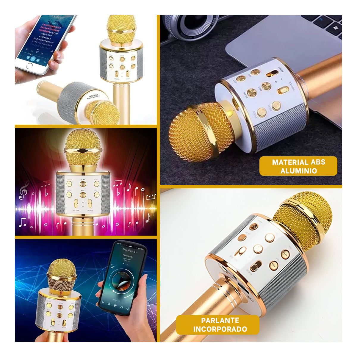 PACK12 DISPOSITIVO PORTATIL DORADO CON MICROFONO DIRECCIONAL Y CONECTIVIDAD BLUETOOTH - 2