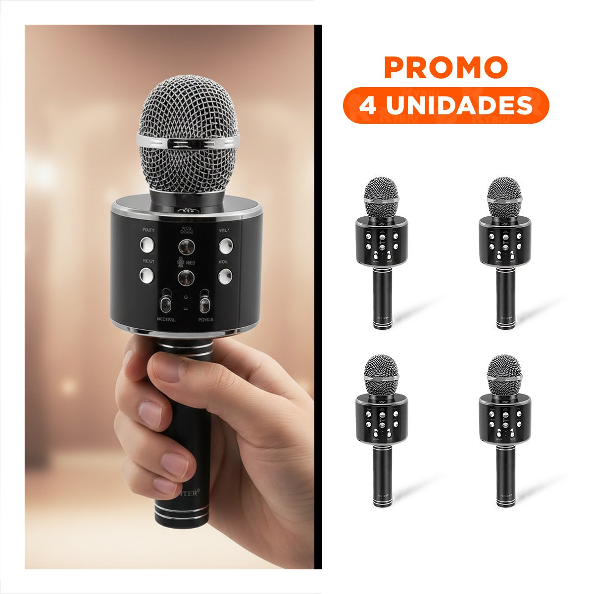PACK4 MICROFONO PROFESIONAL COLOR NEGRO BLUETOOTH PARA GRABACIONES Y EVENTOS - 1