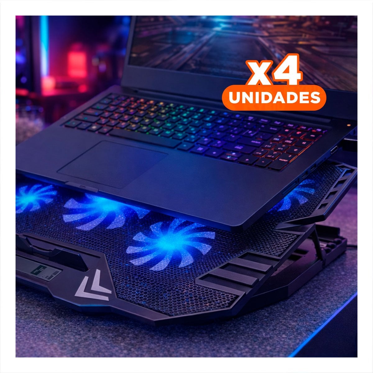 PACK4 COOLER PROFESIONAL PARA LAPTOP COLOR NEGRO CON CIRCULACION EFICIENTE - 1