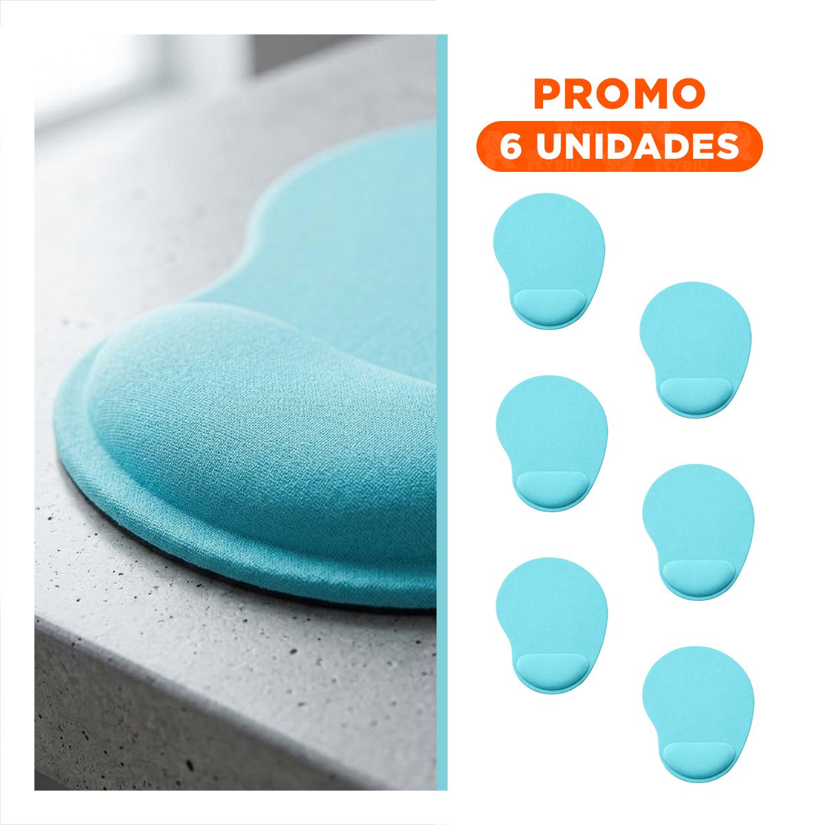 PACK6 TAPETE ERGONOMICO GEL CELESTE PEQUENO CON DISENO MODERNO Y PRACTICO - 1