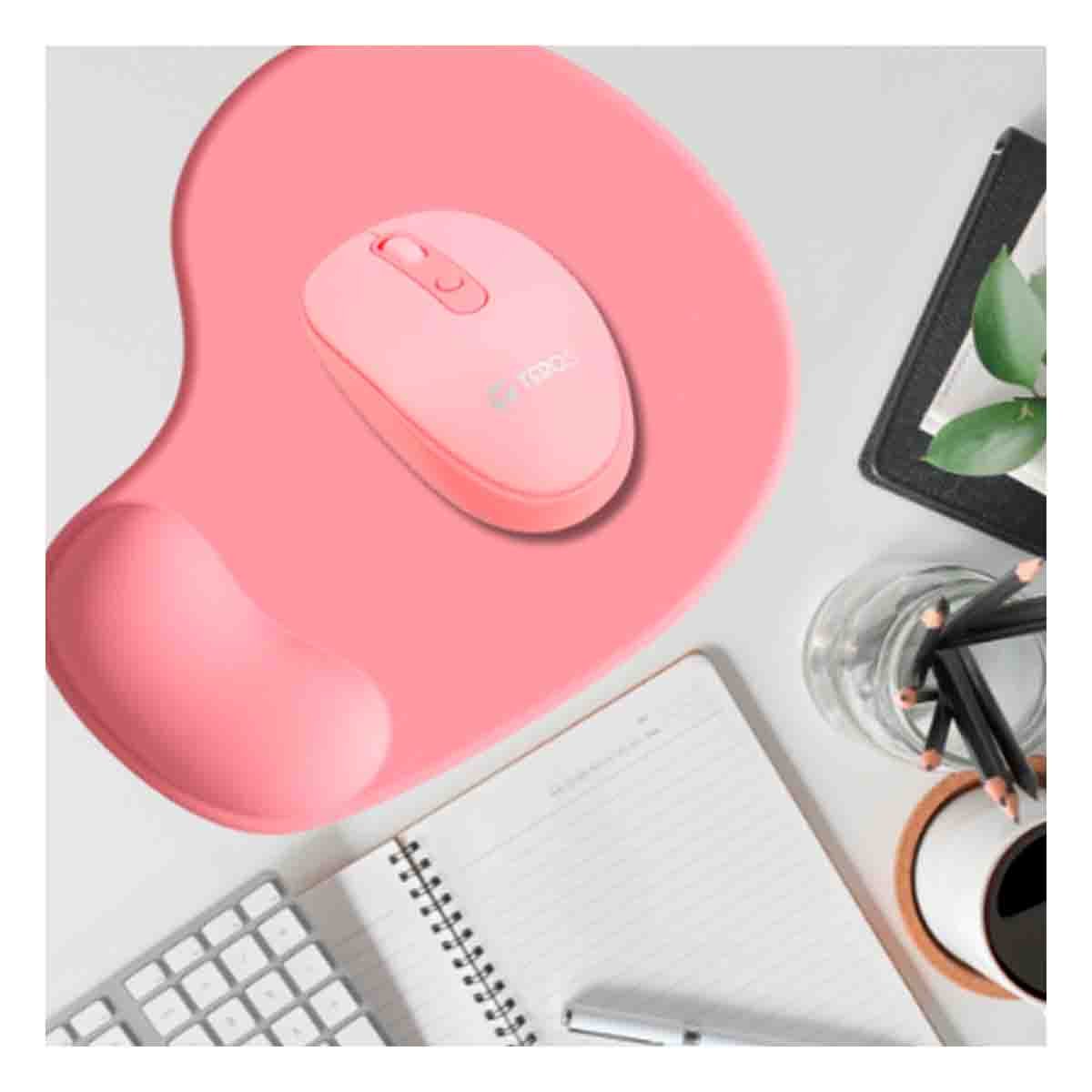 PACK4 ALFOMBRA GEL ERGONOMICA ROSADA CON TEXTURA SUAVE Y USO DIARIO EN PC Y+PAPEL REGALO - 2