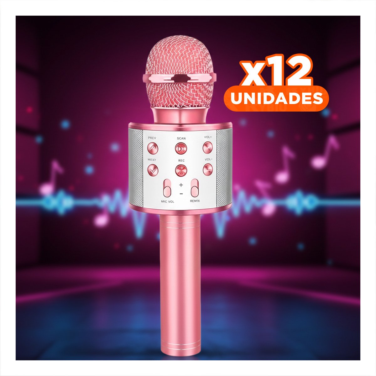 PACK12 DISPOSITIVO PORTATIL BLUETOOTH ORO ROSADO CON FUNCION MUSICAL Y+REGALO STICKER - 1