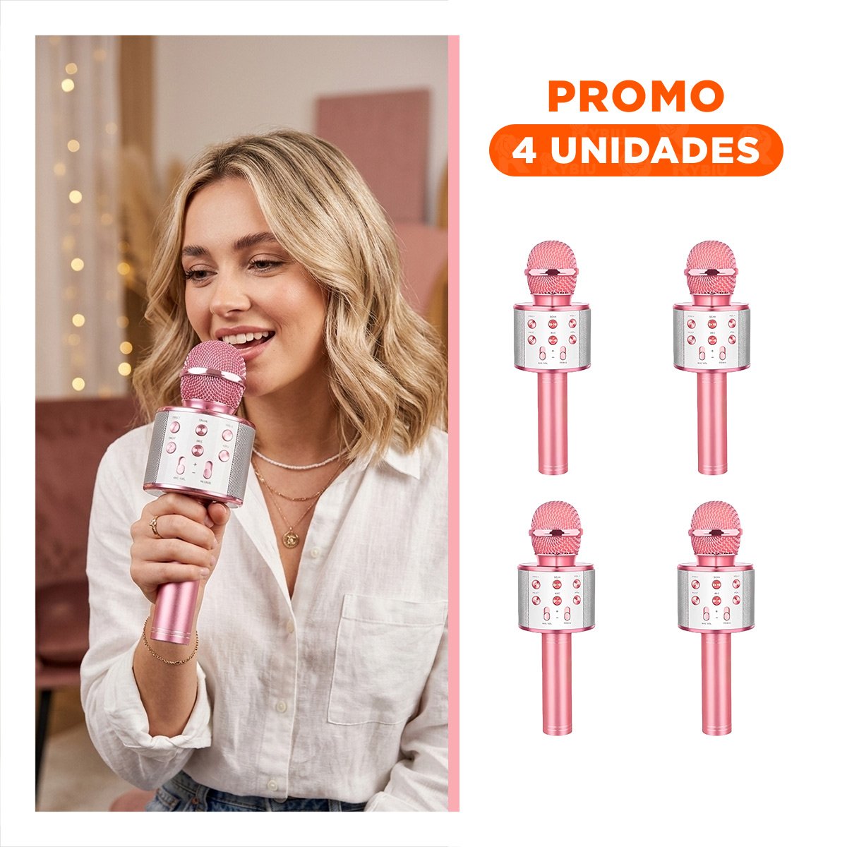 PACK4 DISPOSITIVO DE KARAOKE BLUETOOTH ORO ROSADO PARA CANTAR Y DIVERTIRSE - 1