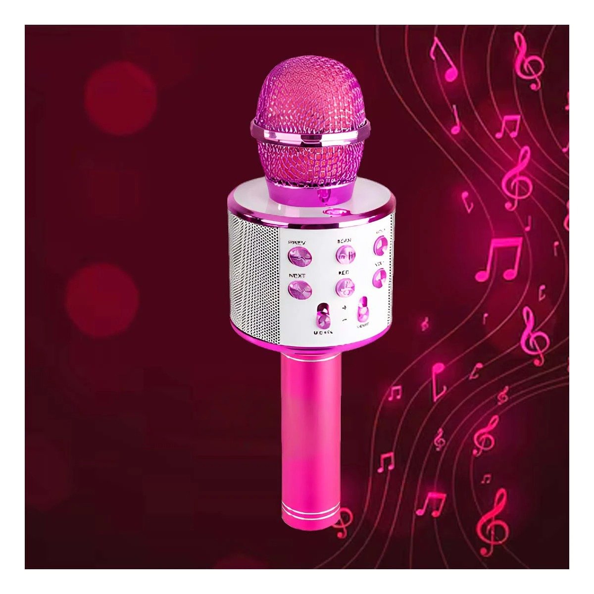 PACK4 PORTATIL MICROFONO BLUETOOTH ROSA CON SONIDO POTENTE PARA KARAOKE - 3