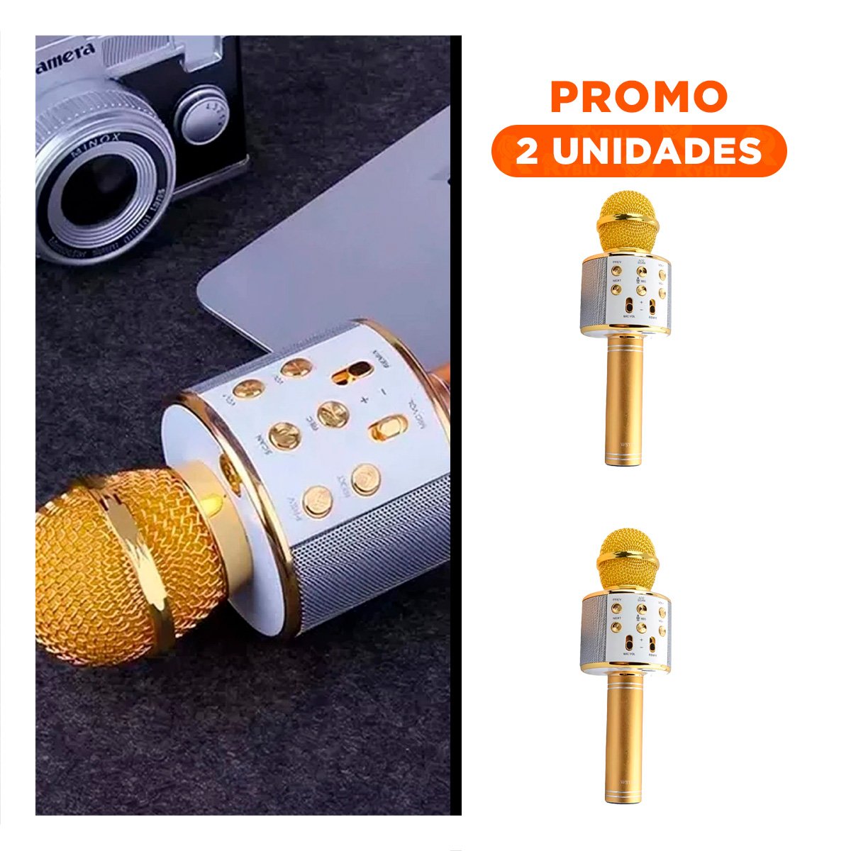 PACK2 UNIDAD INALAMBRICA DORADO CON MICROFONO SENSIBLE Y TECNOLOGIA BLUETOOTH Y+REGALO STICKER - 1