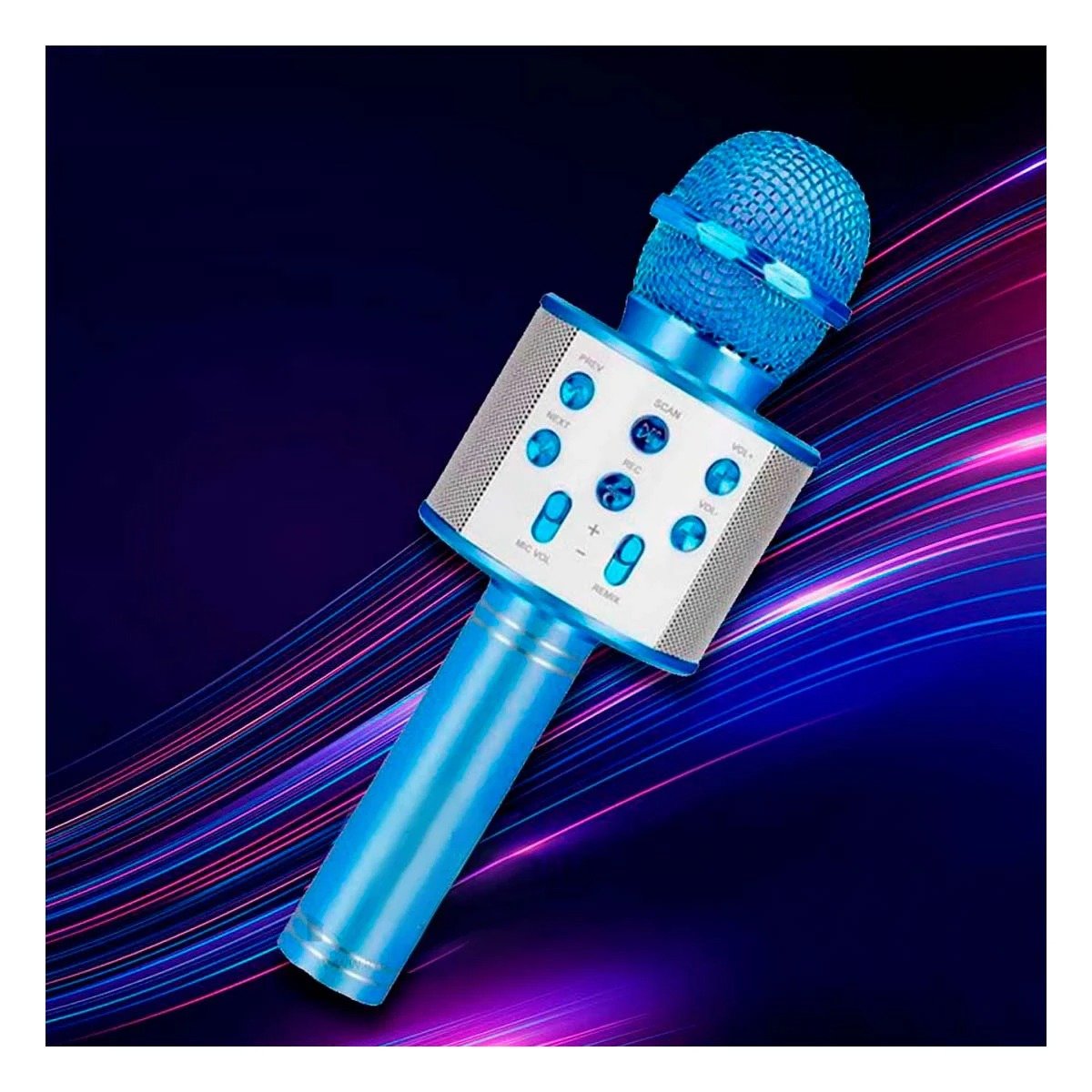PACK2 DISPOSITIVO DE KARAOKE BLUETOOTH AZUL CON USO PRACTICO PARA REUNIONES Y+REGALO STICKER - 5