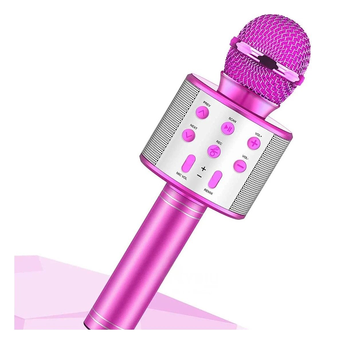 PACK4 RECARGABLE MICROFONO BLUETOOTH FUCSIA ROSA CON AUDIO CLARO PARA CANTAR Y+PAPEL REGALO - 2