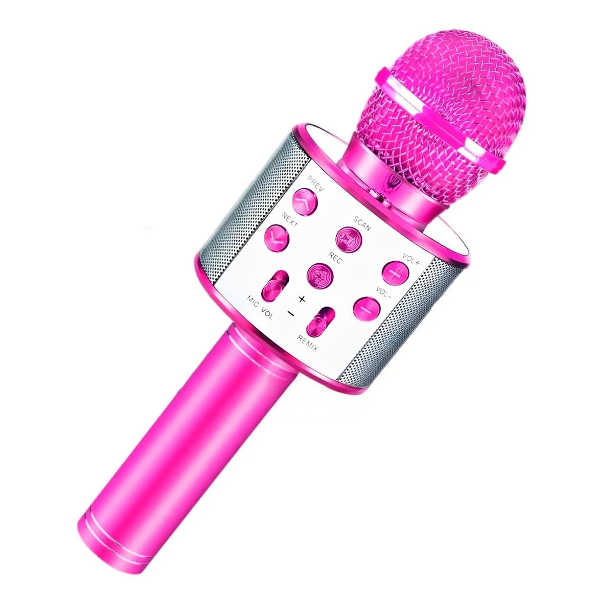 PACK4 RECARGABLE MICROFONO BLUETOOTH FUCSIA ROSA CON AUDIO CLARO PARA CANTAR Y+PAPEL REGALO - 3