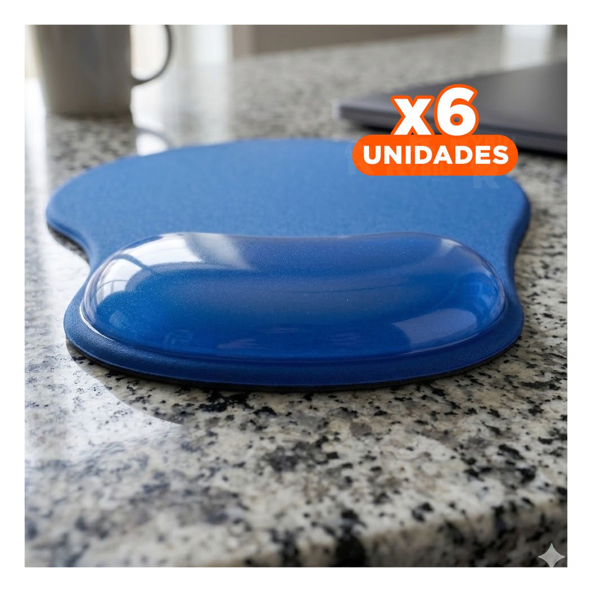 PACK6 MOUSE PAD GEL SUAVE AZUL CON ESTILO MODERNO Y DISENO ERGONOMICO Y+REGALO STICKER - 1