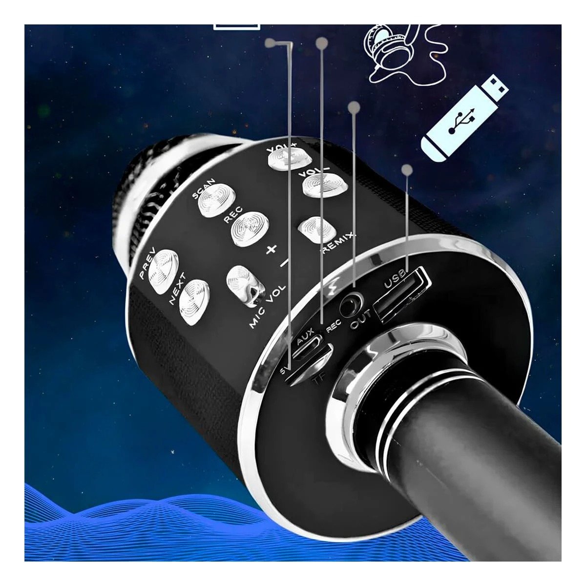 PACK12 CABLE PROFESIONAL NEGRO PORTÁTIL CON BLUETOOTH PARA GRABACIONES Y+REGALO STICKER - 3
