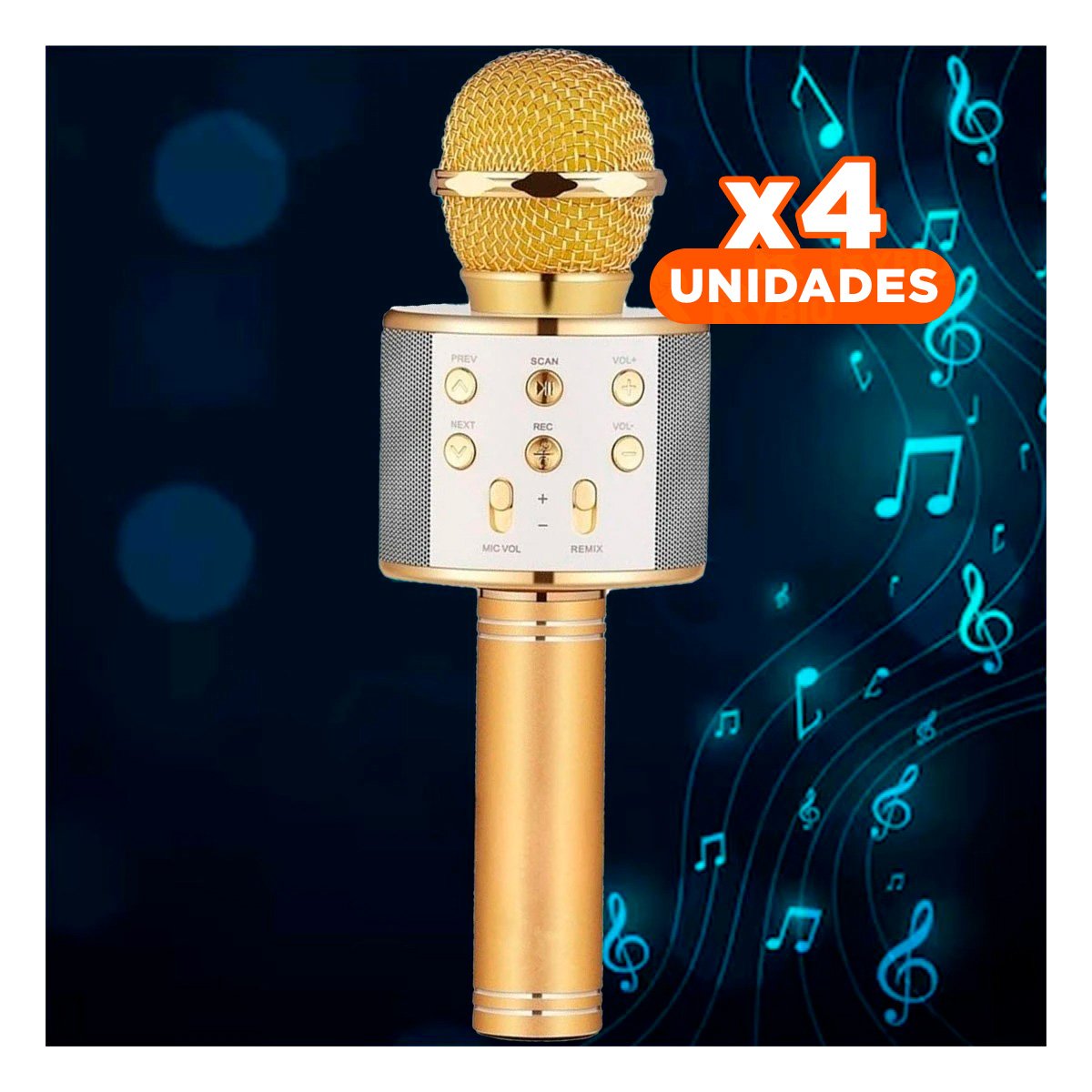 PACK4 CONTROL PORTATIL DORADO INALAMBRICO CON SONIDO CLARO Y MICROFONO Y+REGALO STICKER - 1