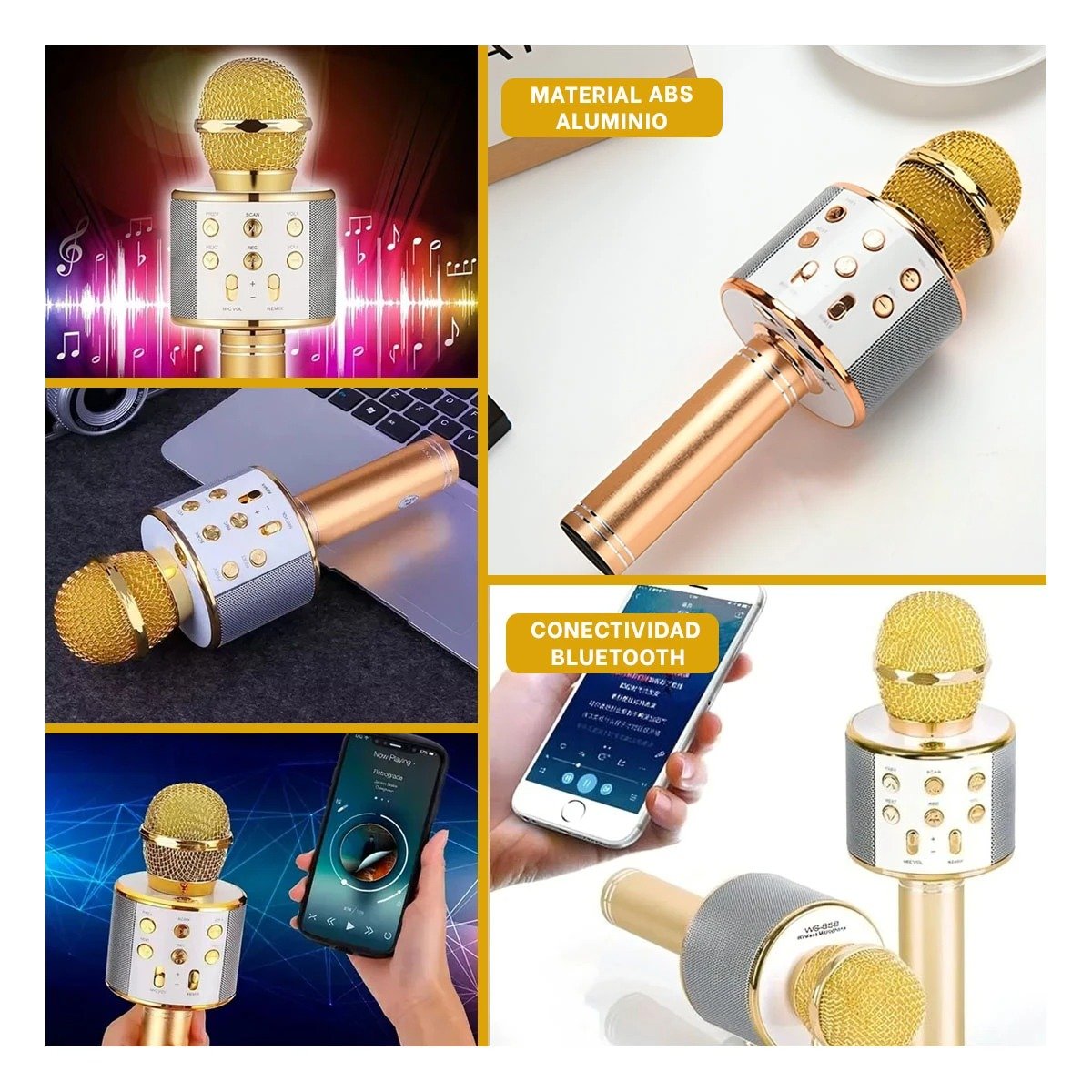 PACK4 CONTROL PORTATIL DORADO INALAMBRICO CON SONIDO CLARO Y MICROFONO Y+REGALO STICKER - 2