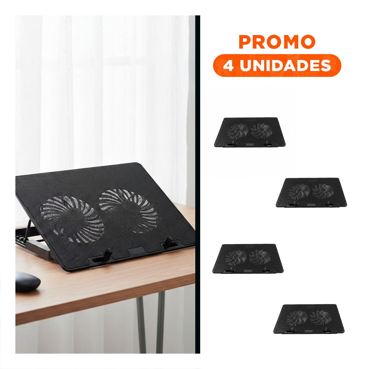 PACK4 SOPORTE ERGONOMICO PARA LAPTOP A8 COLOR NEGRO CON INCLINACION REGULABLE Y+REGALO STICKER - 1