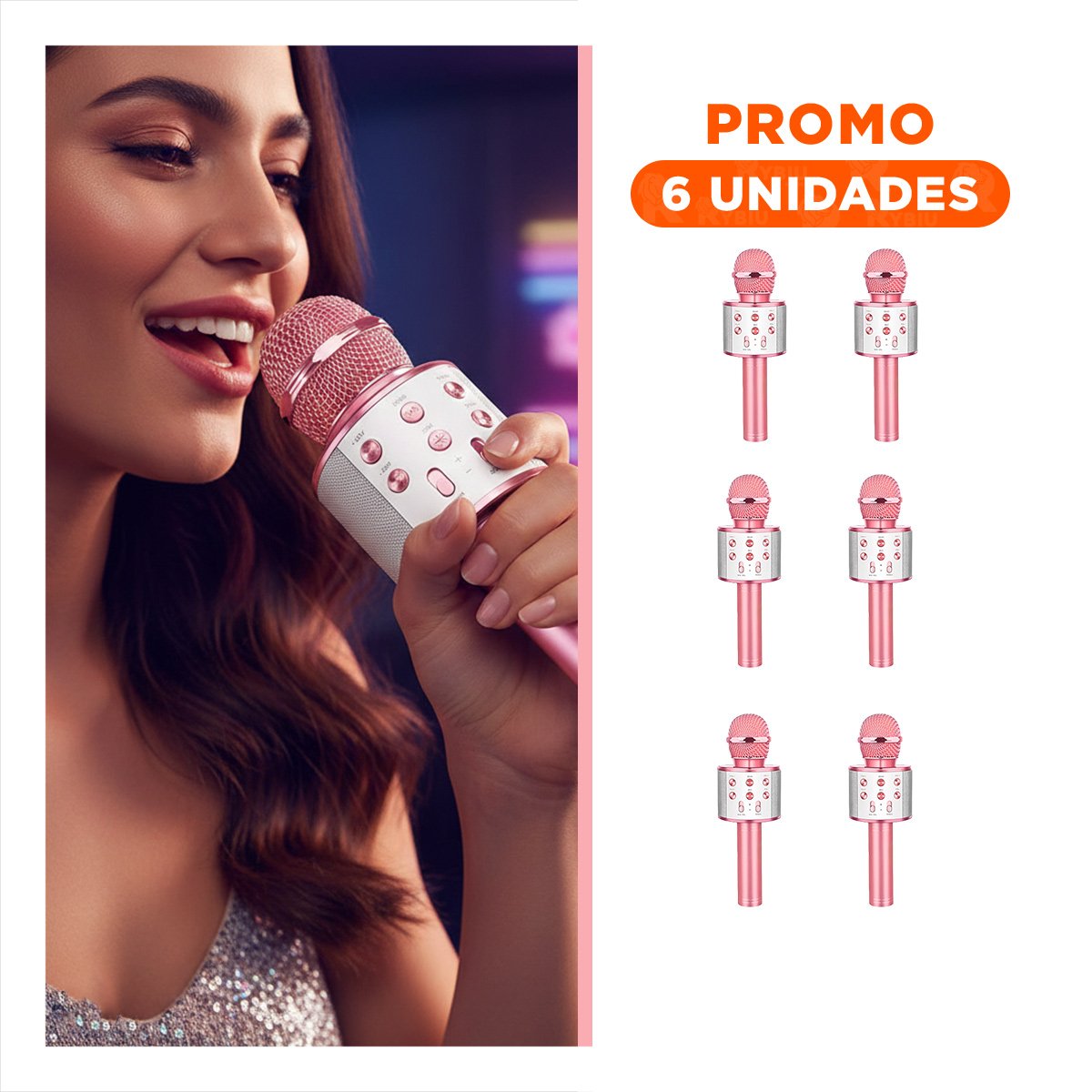 PACK6 UNIDAD DE AUDIO BLUETOOTH ORO ROSADO CON DISEÑO COMPACTO Y+REGALO STICKER - 1