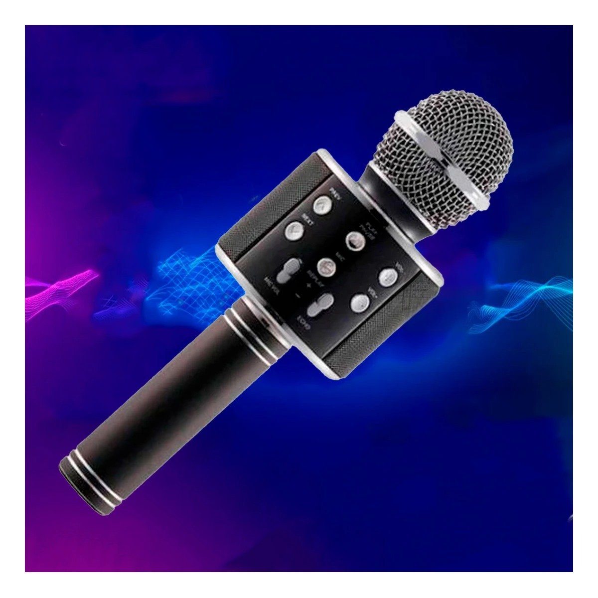 PACK6 MICROFONO COMPACTO BLUETOOTH PARA FIESTA Y KARAOKE EN HOGAR NEGRO - 3