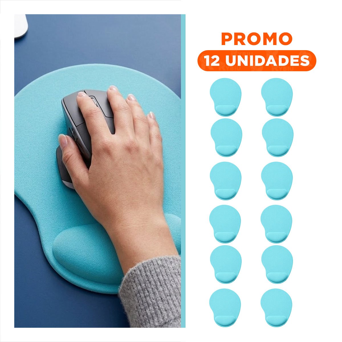 PACK12 SUPERFICIE CELESTE PEQUENA CON GEL Y SOPORTE PARA OFICINA Y+REGALO STICKER - 1