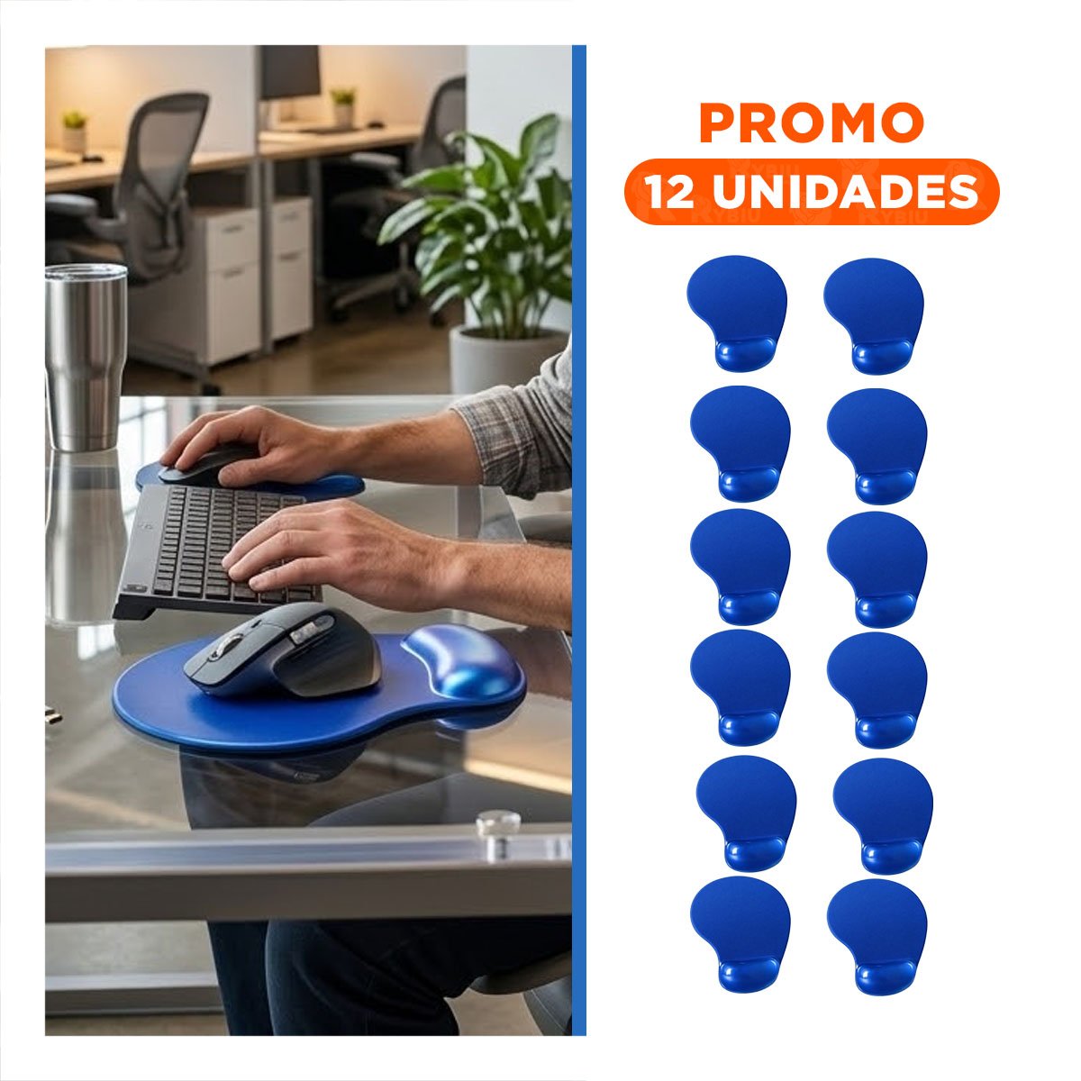 PACK12 SOPORTE GEL SUAVE AZUL CON SUPERFICIE ANTIDESLIZANTE PARA USO DIARIO Y+REGALO STICKER - 1
