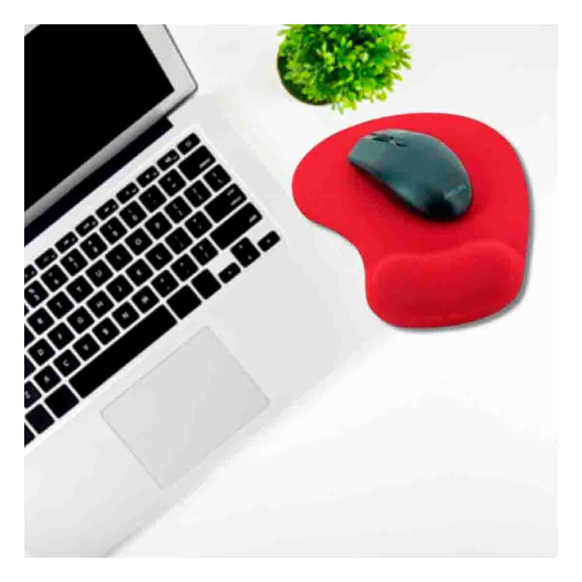 PACK2 ALFOMBRILLA GEL PEQUEÑA ROJA CON DISENO ERGONOMICO PARA COMPUTADORA Y PC - 2