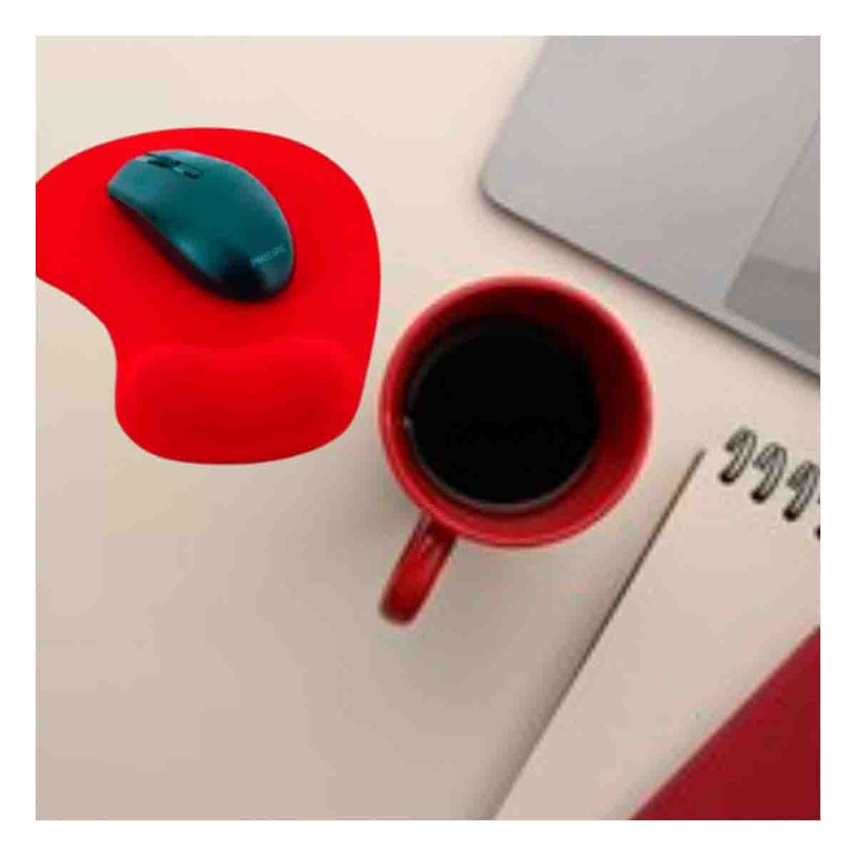 PACK2 ALFOMBRILLA GEL PEQUEÑA ROJA CON DISENO ERGONOMICO PARA COMPUTADORA Y PC - 5