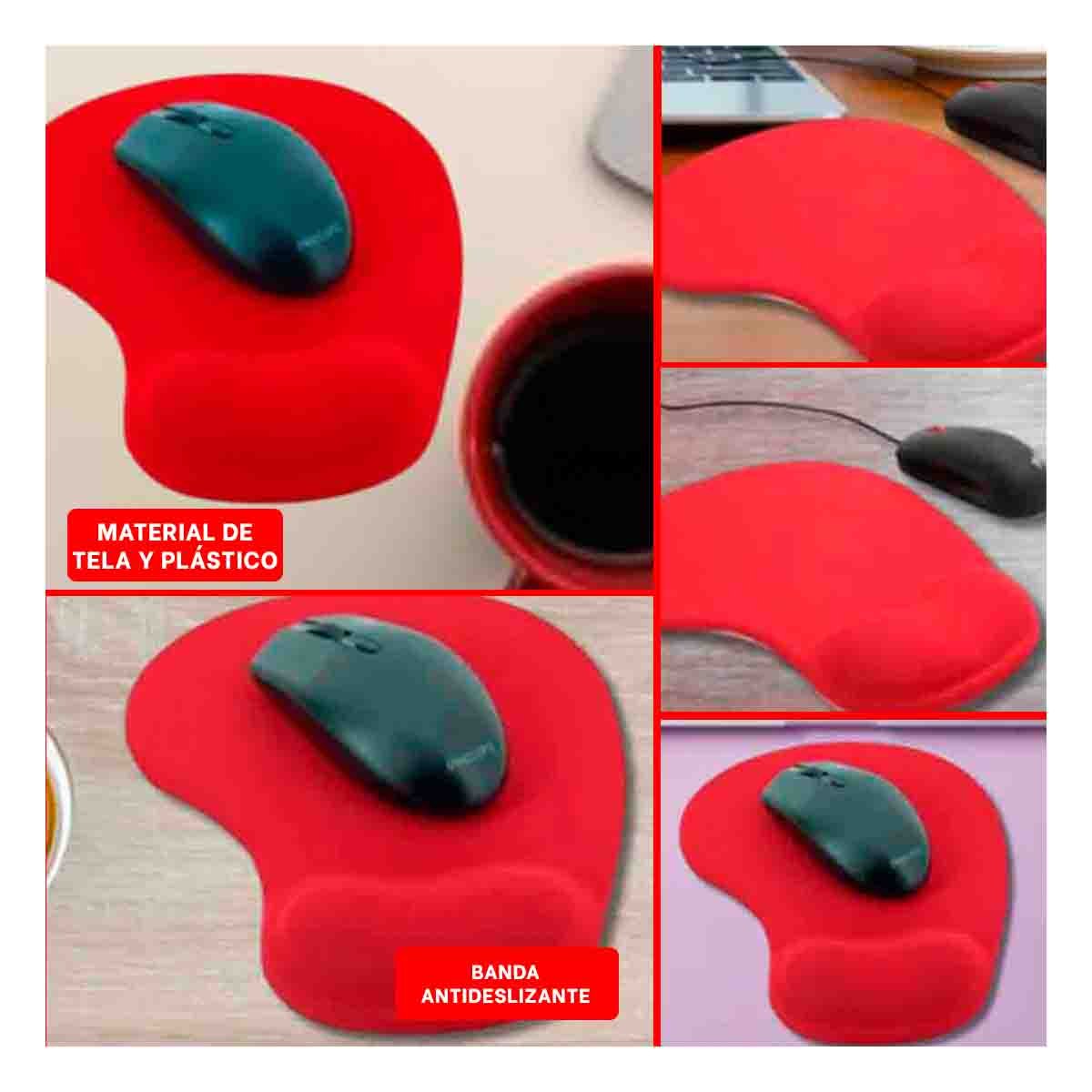 PACK4 MOUSE PAD GEL PORTATIL ROJO CON SUPERFICIE SUAVE Y DISENO ERGONOMICO Y+REGALO STICKER - 2