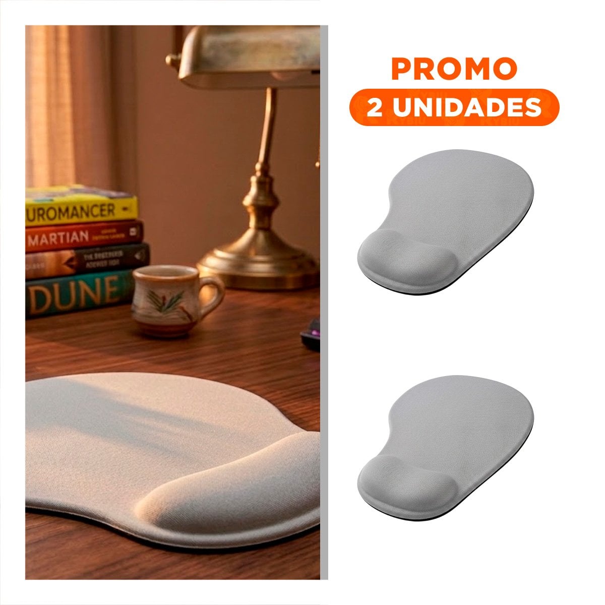 PACK2 ALFOMBRILLA GEL PEQUEÑA GRIS CON DISENO ERGONOMICO PARA COMPUTADORA Y PC - 1