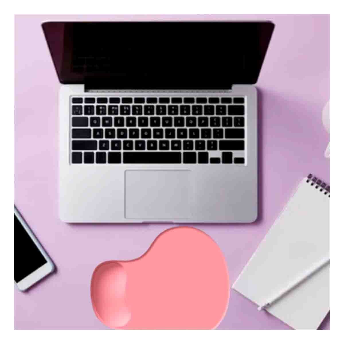 PACK2 SOPORTE GEL MINI ROSADO CON ESTILO MODERNO Y COMODO PARA COMPUTADORA Y+REGALO STICKER - 5