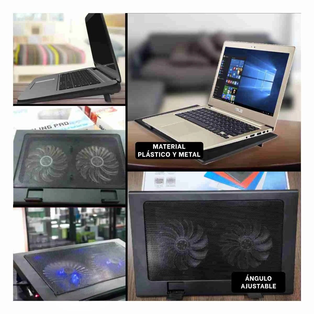 PACK2 SOPORTE PORTATIL PARA LAPTOP A8 COOLING PAD NEGRO CON BASE FIRME Y+PAPEL REGALO - 3