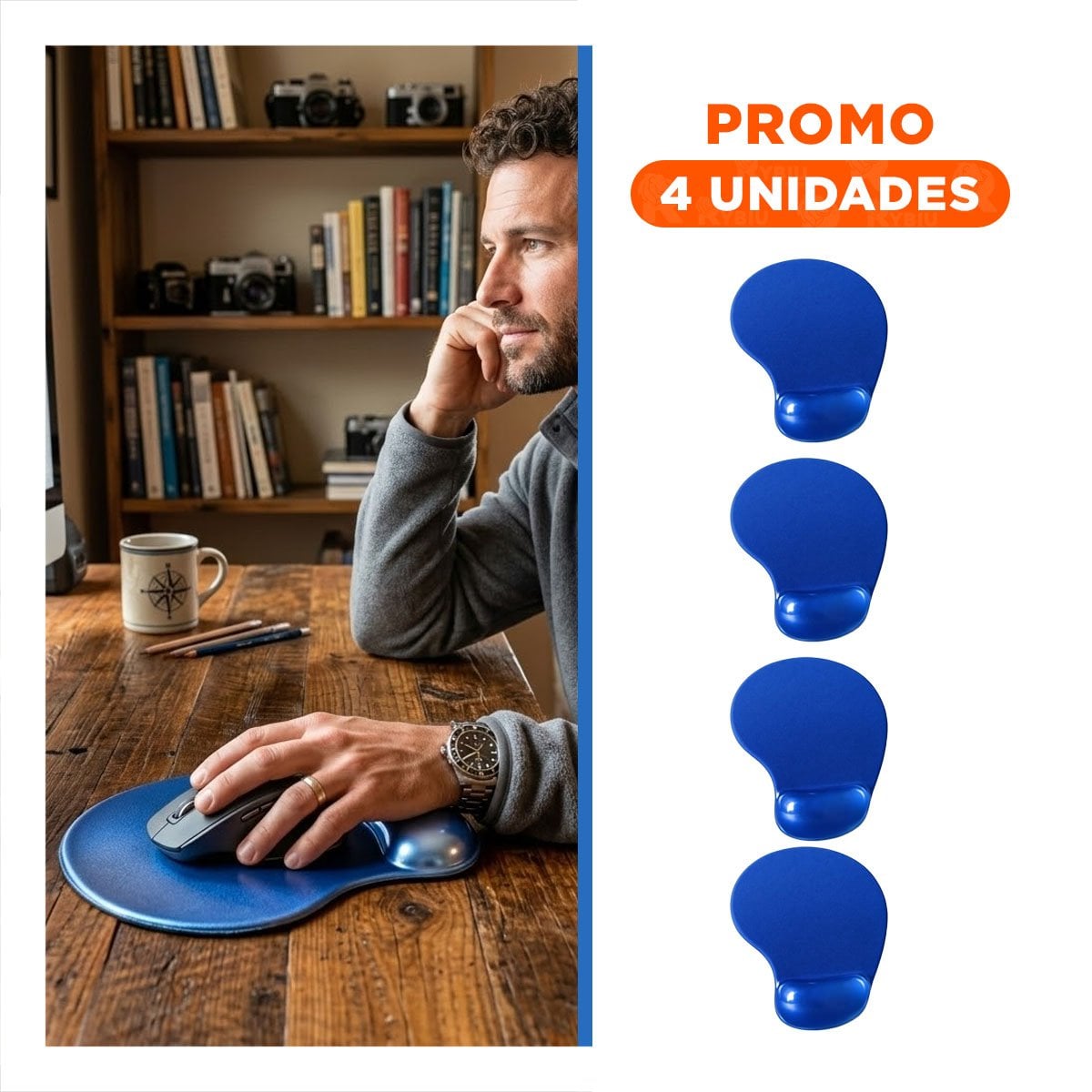 PACK4 BASE GEL MINI AZUL CON TEXTURA SUAVE Y ESTILO MODERNO PARA COMPUTADORA Y+REGALO STICKER - 1