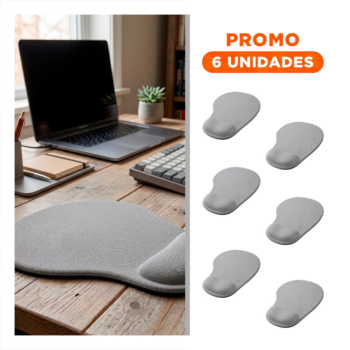 PACK6 ALFOMBRILLA GEL LIGERA GRIS CON TEXTURA ANTIDESLIZANTE Y COMODO USO - 1