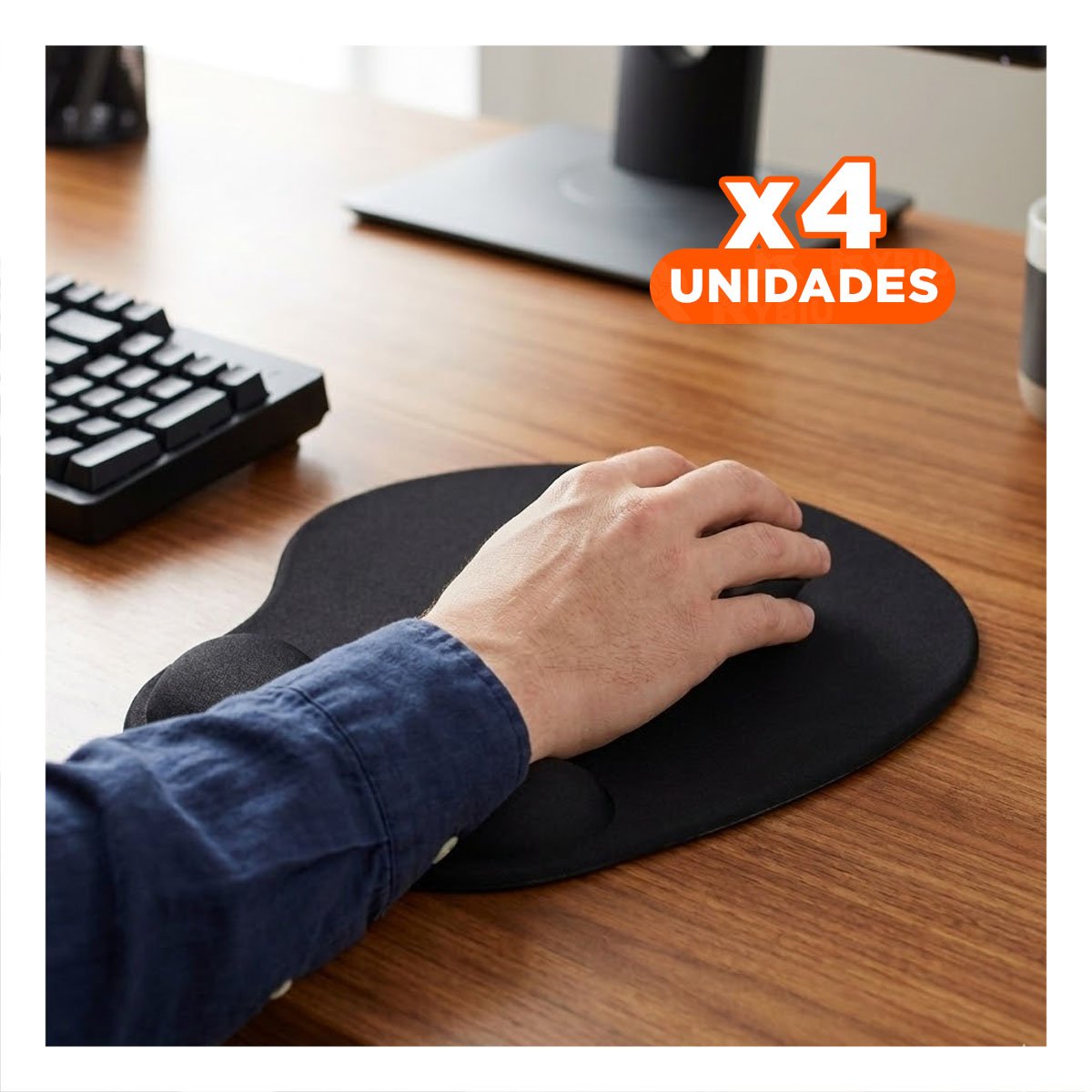 PACK4 ALFOMBRILLA ERGONOMICA GEL NEGRO PEQUENA CON SOPORTE CONFORTABLE - 1