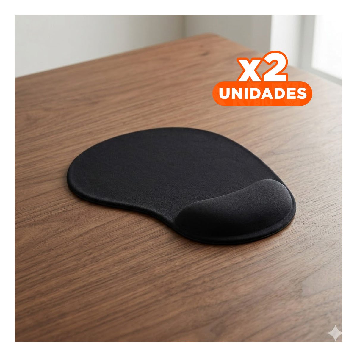 PACK2 MOUSE PAD ERGONOMICO GEL NEGRO PEQUENO CON DISENO COMPACTO Y+REGALO STICKER - 1
