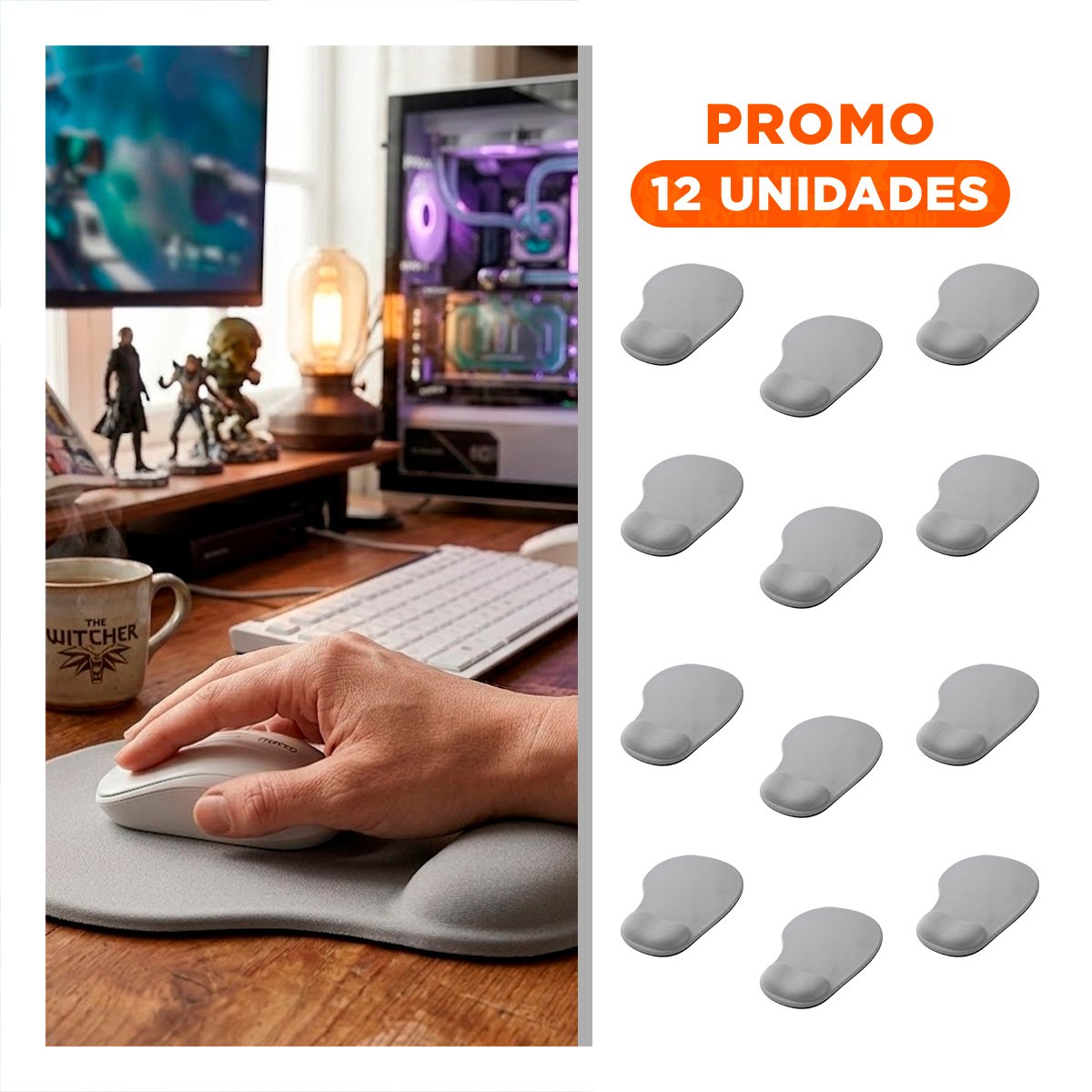 PACK12 ALFOMBRILLA GEL MINI GRIS CON SUPERFICIE ANTIDESLIZANTE Y ESTILO Y+REGALO STICKER - 1