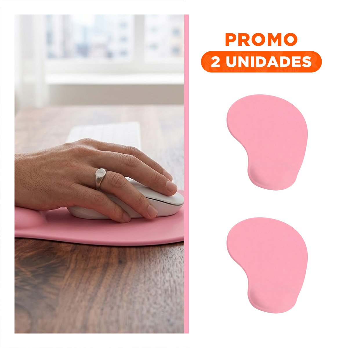 PACK2 ALFOMBRILLA GEL COMPACTA ROSADA CON SUPERFICIE SUAVE Y USO COMODO EN PC - 1