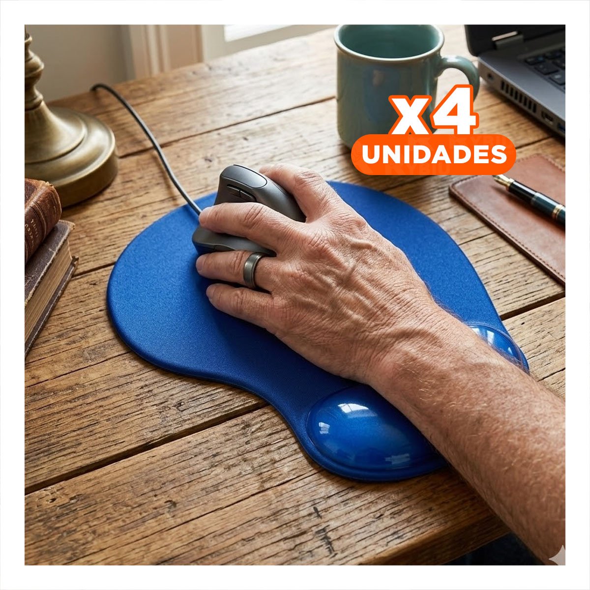 PACK4 MOUSE PAD GEL COMPACTO AZUL CON SUPERFICIE ANTIDESLIZANTE Y COMODO USO - 1