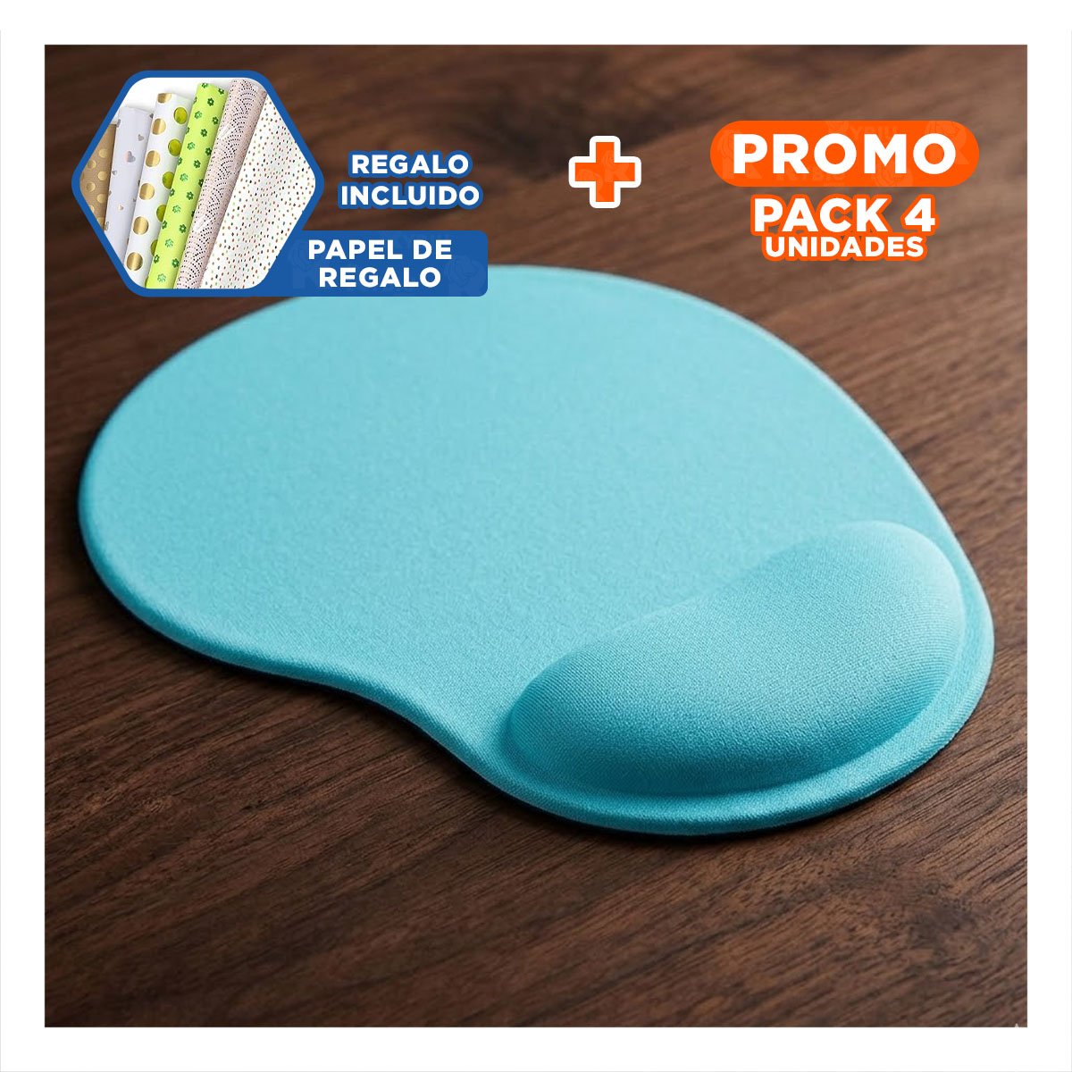 PACK4 BASE ERGONOMICA GEL CELESTE PEQUENA PARA TRABAJO Y ESTUDIO MODERNO Y+PAPEL REGALO - 1