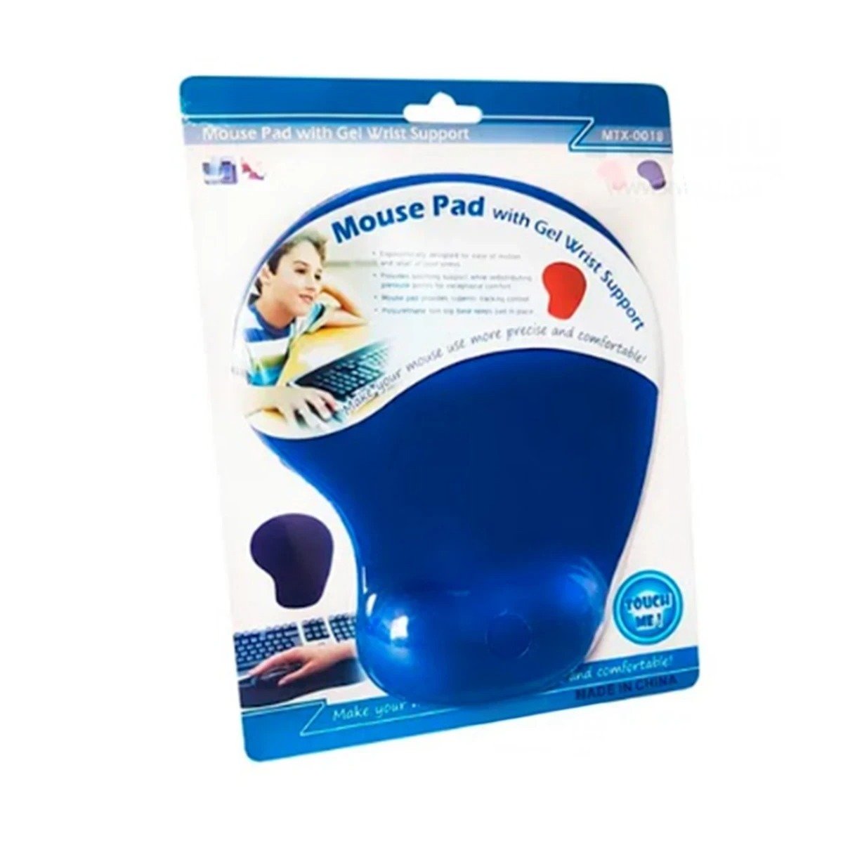 PACK2 ALFOMBRA GEL PEQUEÑA AZUL CON ESTILO MODERNO PARA COMPUTADORA Y OFICINA Y+REGALO STICKER - 2