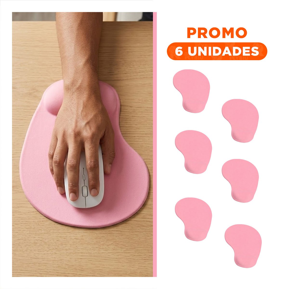 PACK6 ALFOMBRILLA GEL MINI ROSADA CON TEXTURA LIGERA Y ESTILO MODERNO - 1
