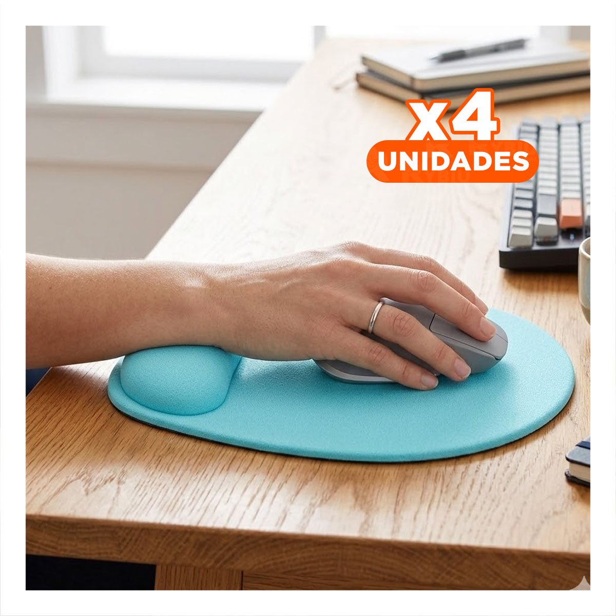 PACK4 ALFOMBRILLA ERGONOMICA GEL CELESTE PEQUENA CON SOPORTE CONFORTABLE - 1