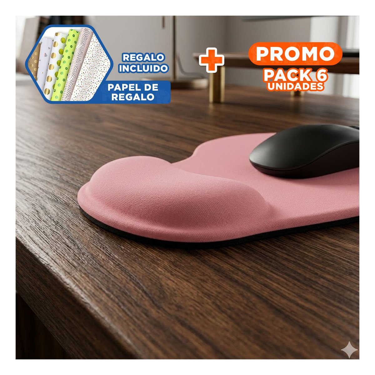 PACK6 BASE GEL COMPACTA ROSADA CON SUPERFICIE SUAVE Y DISENO ERGONOMICO Y+PAPEL REGALO - 1