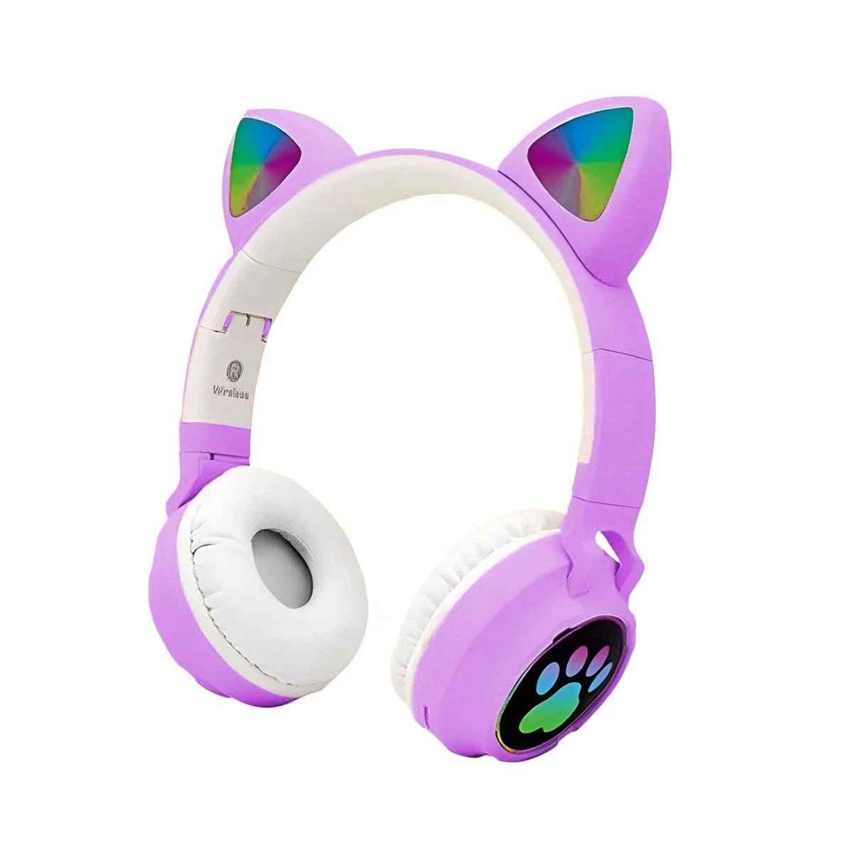 PACK4 AURICULAR STEREO TIPO GATO CON LUCES CON HUELLITAS PARA AUDIO COLOR MORADO Y+PAPEL REGALO - 3