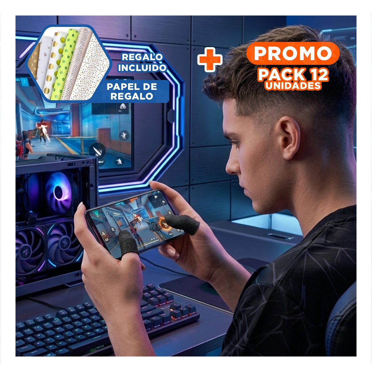 PACK12 DEDAL GAMING PROFESIONAL CON BOTONES PROGRAMABLES Y LUZ LED INTEGRADA Y+PAPEL REGALO - 1