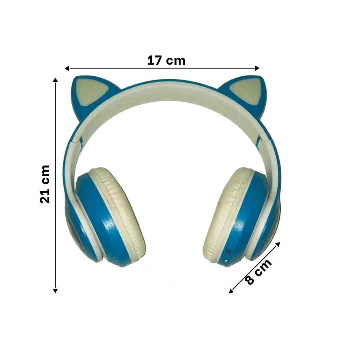 PACK4 AURICULAR STEREO TIPO GATO CON LUCES CON HUELLITAS PARA DIVERSION AZUL Y+PAPEL REGALO - 4