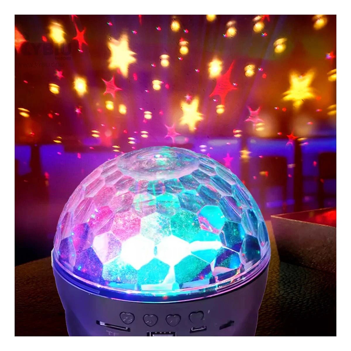PACK4 PARLANTE MUSICA CON LAMPARA LED Y PROYECTOR COLOR NEGRO Y+REGALO STICKER - 3
