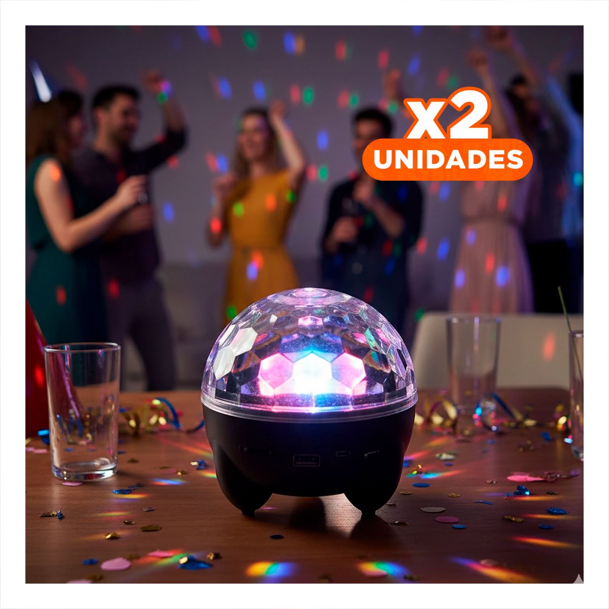 PACK2 PARLANTE LED CON LAMPARA Y PROYECTOR DE ESTRELLAS NEGRO CON PATITAS Y+REGALO STICKER - 1
